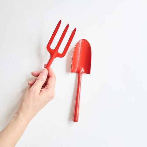 children’s fork & trowel | red