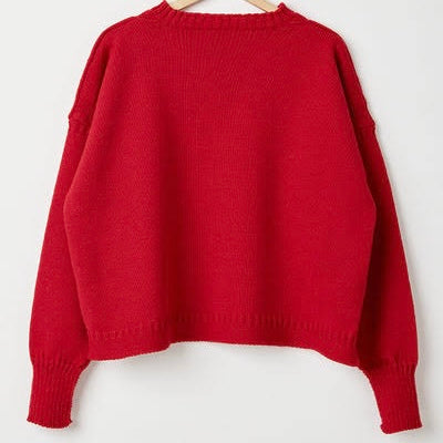 le tricoteur cropped guernsey  | tartan red