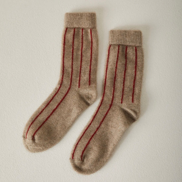 francie stripped socks | natural & red