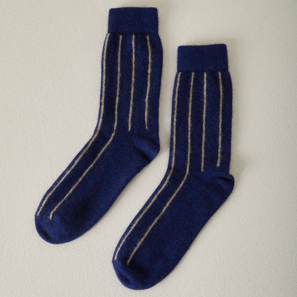 francie stripped socks | blue & natural