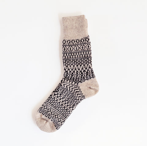 wool jacquard socks | oatmeal